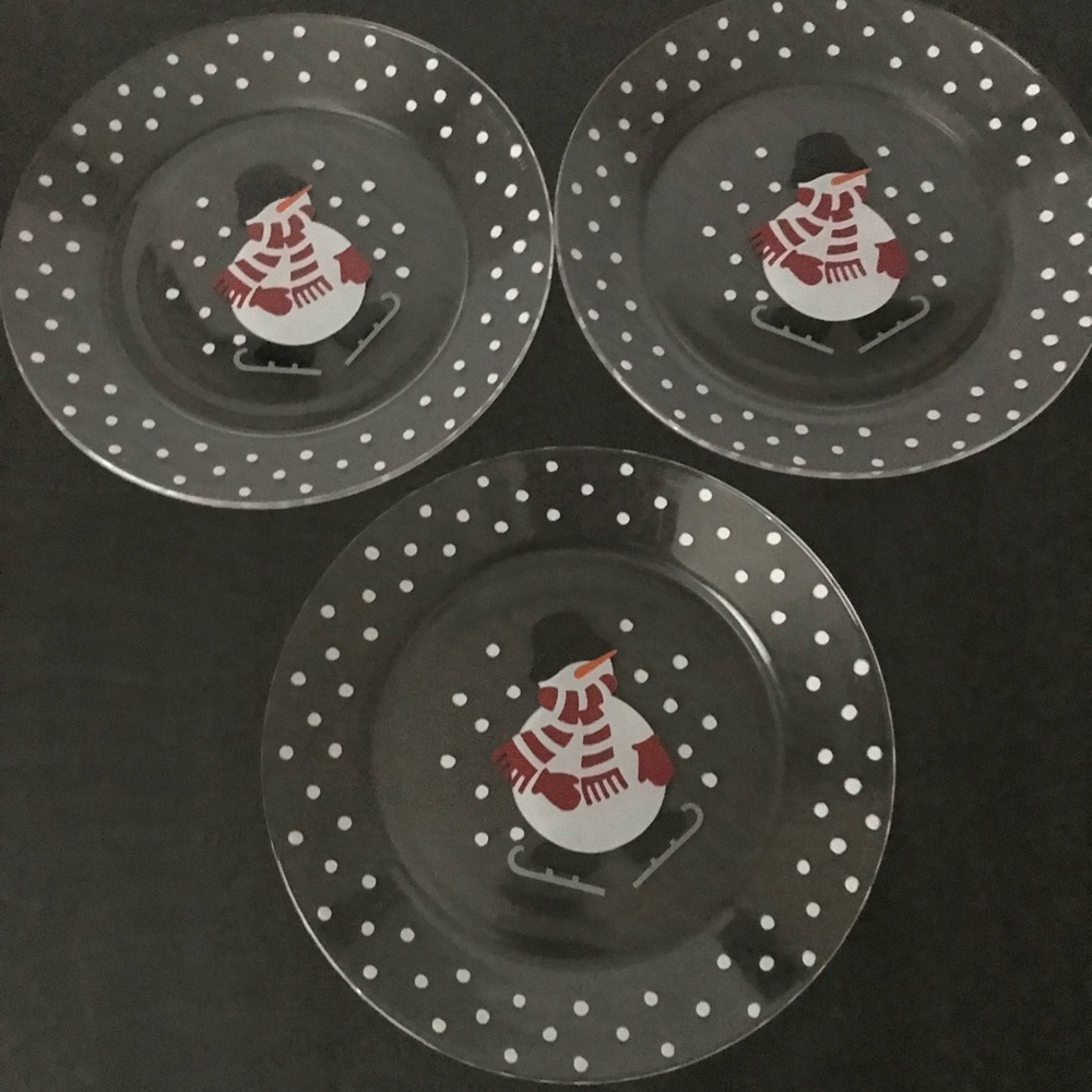 6 Crate&Barrel Snowman plates